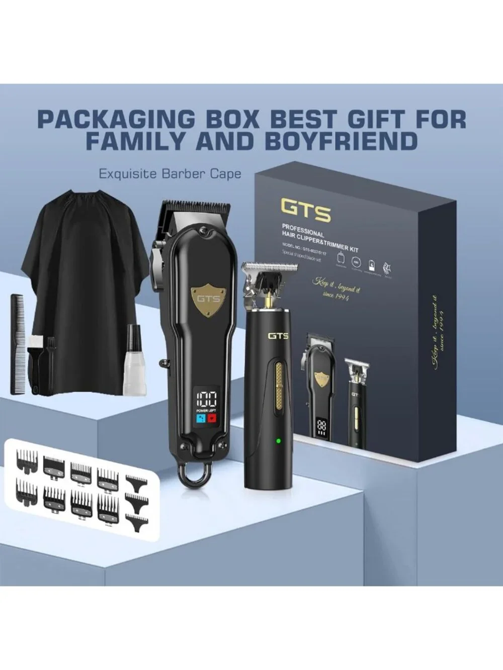 Men's Hair Clippers & Trimmers Set - Electric Barber Clippers with Box, Gifts